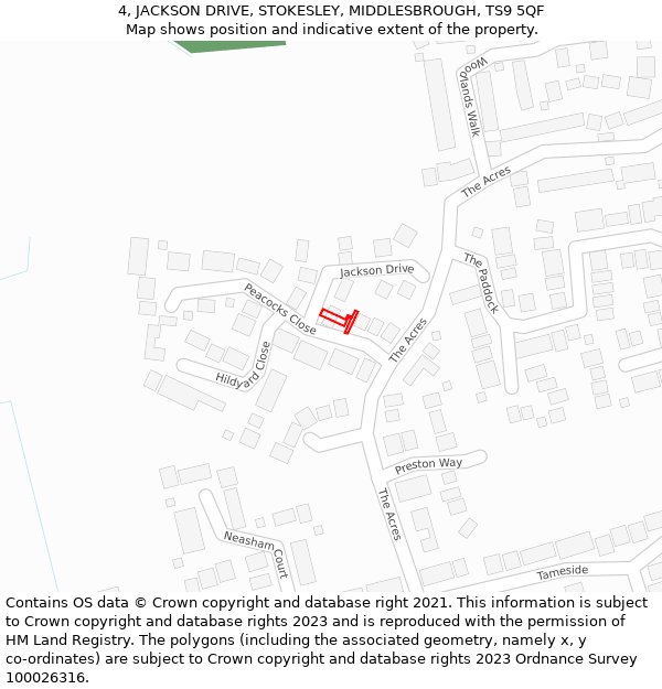 4, JACKSON DRIVE, STOKESLEY, MIDDLESBROUGH, TS9 5QF: Location map and indicative extent of plot