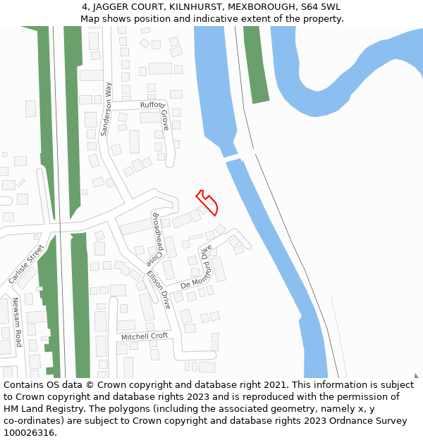 4, JAGGER COURT, KILNHURST, MEXBOROUGH, S64 5WL: Location map and indicative extent of plot