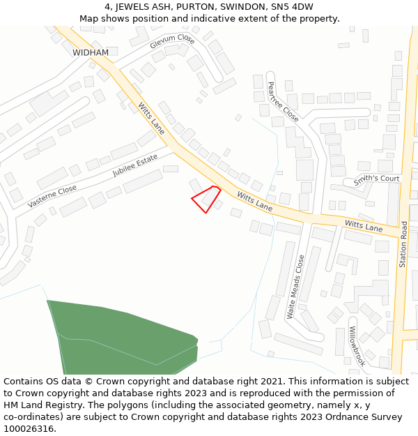 4, JEWELS ASH, PURTON, SWINDON, SN5 4DW: Location map and indicative extent of plot