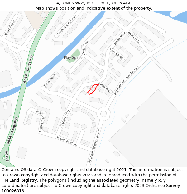 4, JONES WAY, ROCHDALE, OL16 4FX: Location map and indicative extent of plot