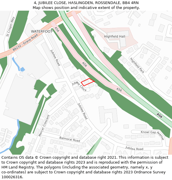 4, JUBILEE CLOSE, HASLINGDEN, ROSSENDALE, BB4 4RN: Location map and indicative extent of plot