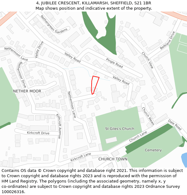 4, JUBILEE CRESCENT, KILLAMARSH, SHEFFIELD, S21 1BR: Location map and indicative extent of plot