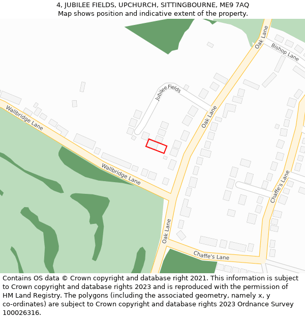 4, JUBILEE FIELDS, UPCHURCH, SITTINGBOURNE, ME9 7AQ: Location map and indicative extent of plot