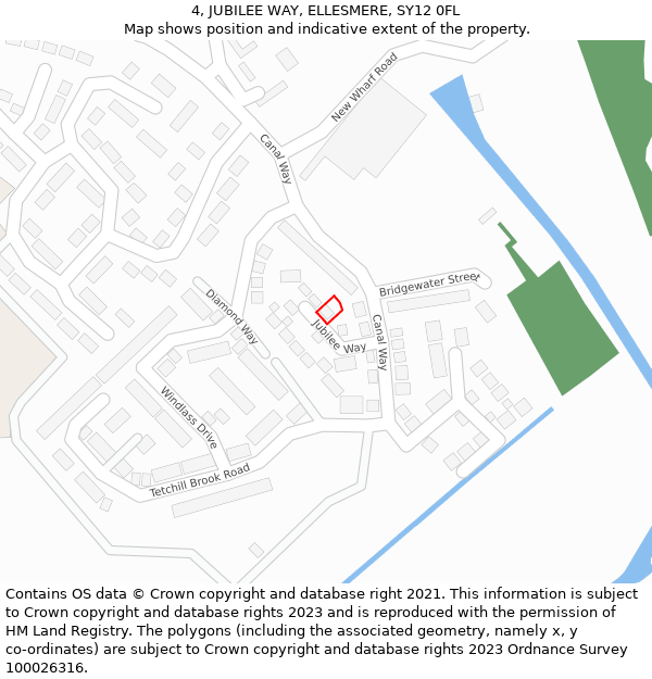 4, JUBILEE WAY, ELLESMERE, SY12 0FL: Location map and indicative extent of plot