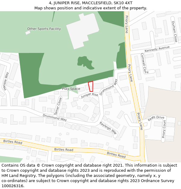 4, JUNIPER RISE, MACCLESFIELD, SK10 4XT: Location map and indicative extent of plot