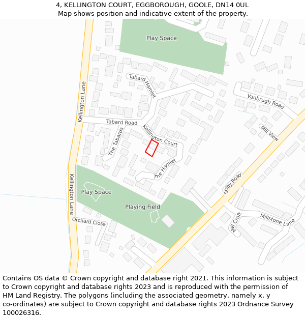 4, KELLINGTON COURT, EGGBOROUGH, GOOLE, DN14 0UL: Location map and indicative extent of plot