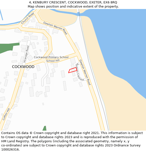 4, KENBURY CRESCENT, COCKWOOD, EXETER, EX6 8RQ: Location map and indicative extent of plot