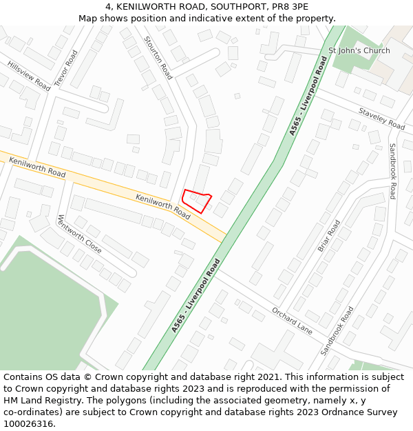 4, KENILWORTH ROAD, SOUTHPORT, PR8 3PE: Location map and indicative extent of plot