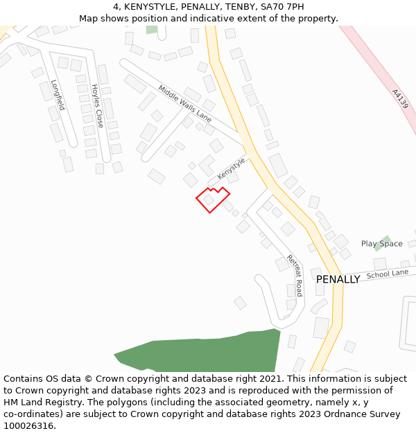 4, KENYSTYLE, PENALLY, TENBY, SA70 7PH: Location map and indicative extent of plot