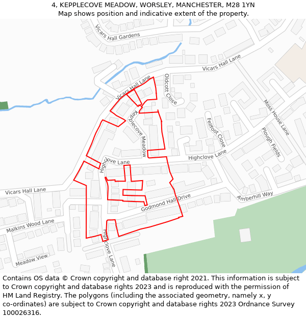 4, KEPPLECOVE MEADOW, WORSLEY, MANCHESTER, M28 1YN: Location map and indicative extent of plot