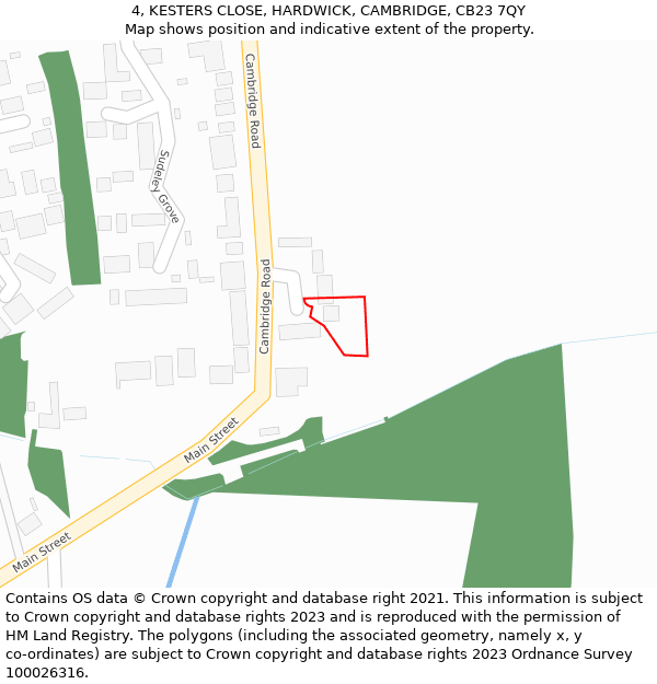 4, KESTERS CLOSE, HARDWICK, CAMBRIDGE, CB23 7QY: Location map and indicative extent of plot