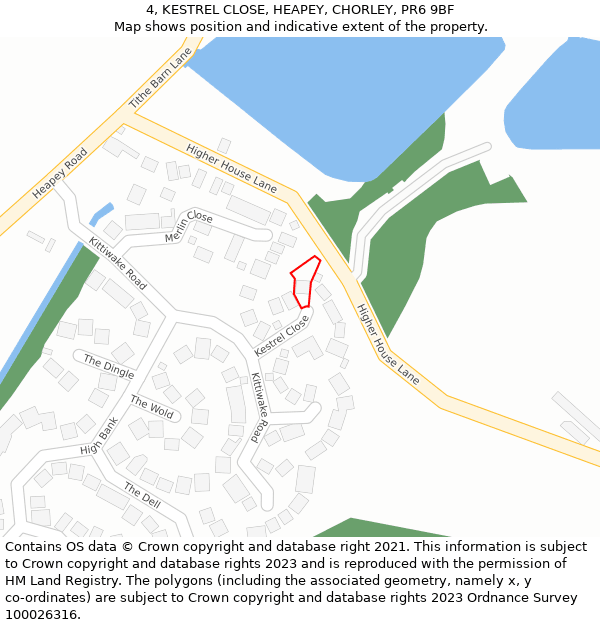 4, KESTREL CLOSE, HEAPEY, CHORLEY, PR6 9BF: Location map and indicative extent of plot