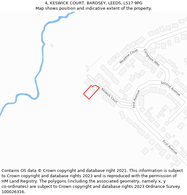 4, KESWICK COURT, BARDSEY, LEEDS, LS17 9PG: Location map and indicative extent of plot