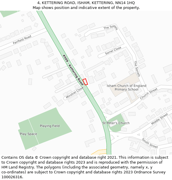 4, KETTERING ROAD, ISHAM, KETTERING, NN14 1HQ: Location map and indicative extent of plot