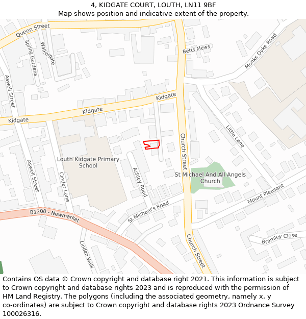 4, KIDGATE COURT, LOUTH, LN11 9BF: Location map and indicative extent of plot