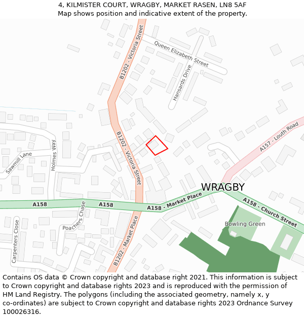 4, KILMISTER COURT, WRAGBY, MARKET RASEN, LN8 5AF: Location map and indicative extent of plot