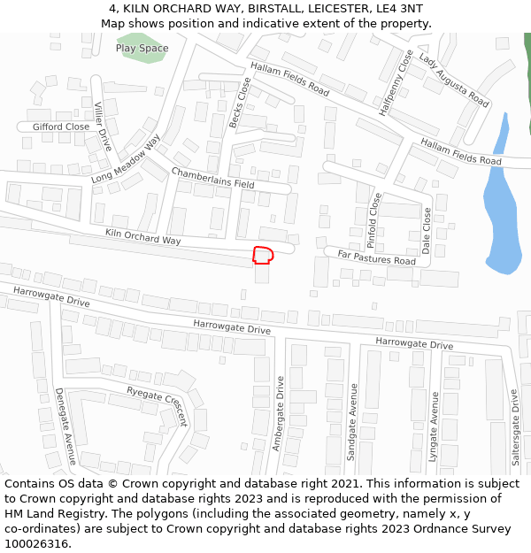 4, KILN ORCHARD WAY, BIRSTALL, LEICESTER, LE4 3NT: Location map and indicative extent of plot