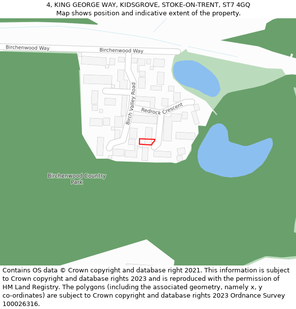 4, KING GEORGE WAY, KIDSGROVE, STOKE-ON-TRENT, ST7 4GQ: Location map and indicative extent of plot