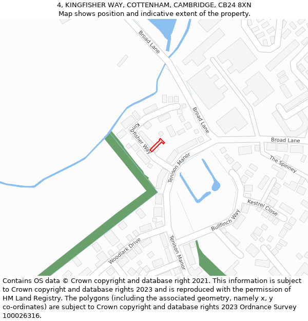 4, KINGFISHER WAY, COTTENHAM, CAMBRIDGE, CB24 8XN: Location map and indicative extent of plot