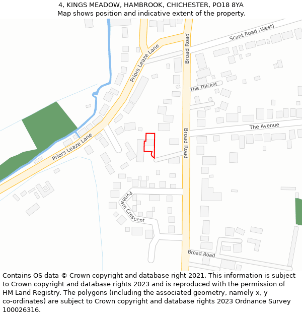 4, KINGS MEADOW, HAMBROOK, CHICHESTER, PO18 8YA: Location map and indicative extent of plot