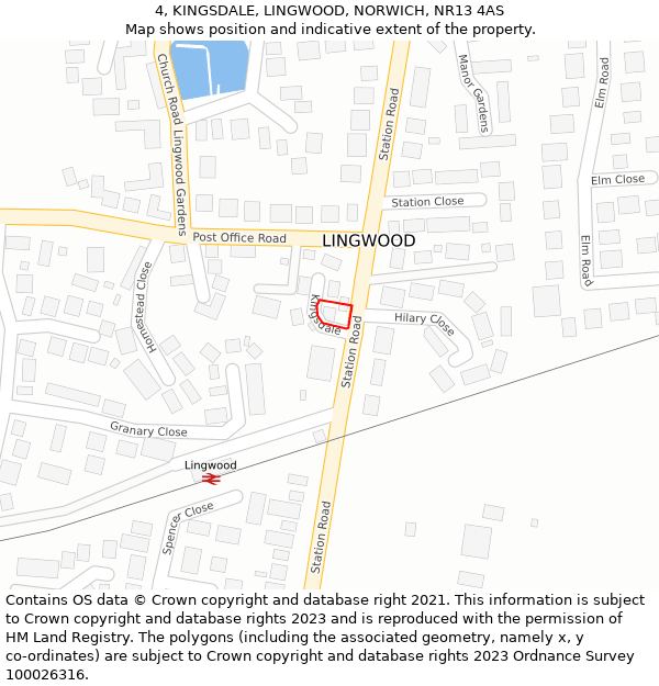 4, KINGSDALE, LINGWOOD, NORWICH, NR13 4AS: Location map and indicative extent of plot