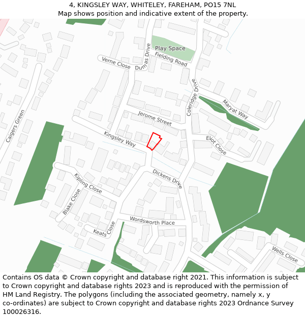 4, KINGSLEY WAY, WHITELEY, FAREHAM, PO15 7NL: Location map and indicative extent of plot