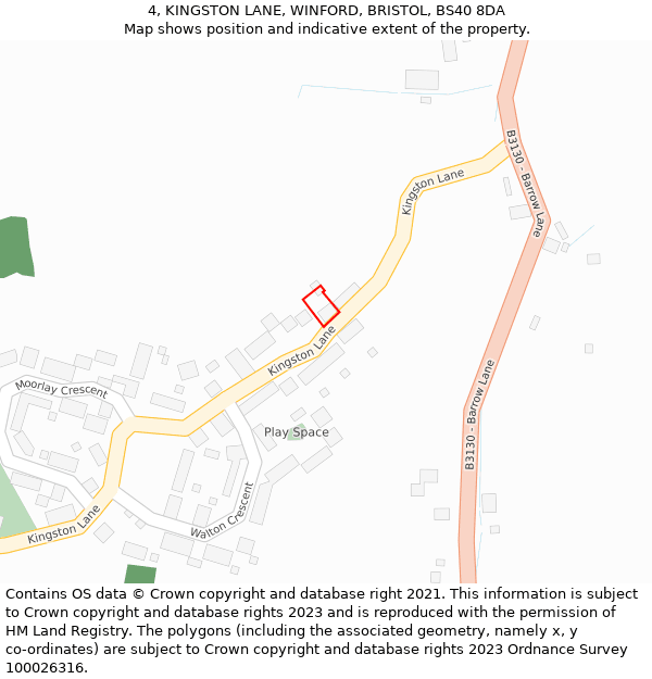 4, KINGSTON LANE, WINFORD, BRISTOL, BS40 8DA: Location map and indicative extent of plot