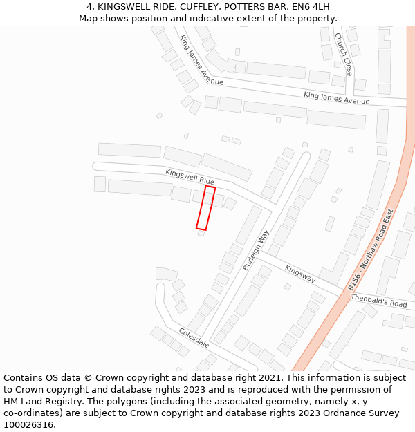 4, KINGSWELL RIDE, CUFFLEY, POTTERS BAR, EN6 4LH: Location map and indicative extent of plot