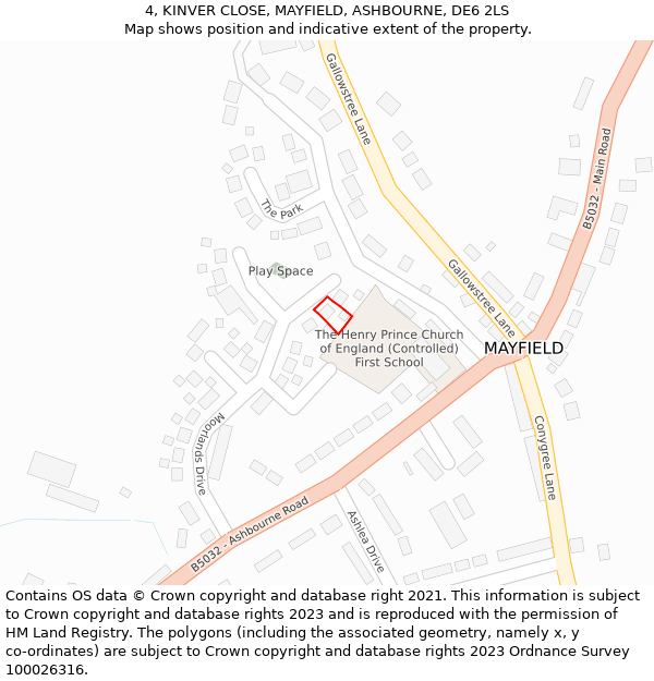 4, KINVER CLOSE, MAYFIELD, ASHBOURNE, DE6 2LS: Location map and indicative extent of plot