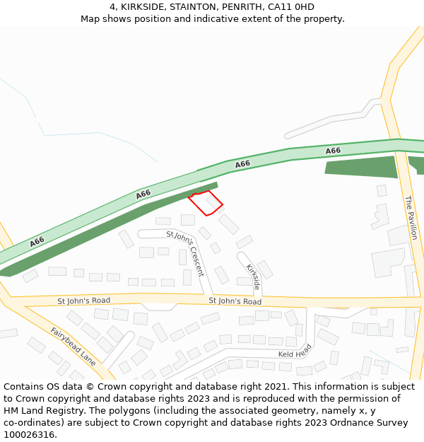 4, KIRKSIDE, STAINTON, PENRITH, CA11 0HD: Location map and indicative extent of plot