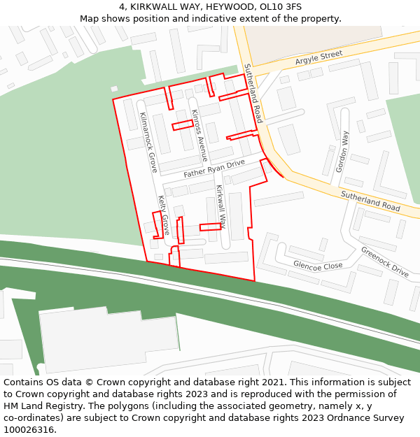 4, KIRKWALL WAY, HEYWOOD, OL10 3FS: Location map and indicative extent of plot