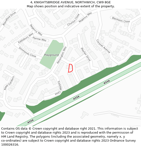 4, KNIGHTSBRIDGE AVENUE, NORTHWICH, CW9 8GE: Location map and indicative extent of plot