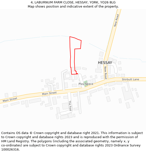 4, LABURNUM FARM CLOSE, HESSAY, YORK, YO26 8LG: Location map and indicative extent of plot