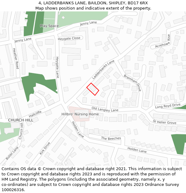4, LADDERBANKS LANE, BAILDON, SHIPLEY, BD17 6RX: Location map and indicative extent of plot