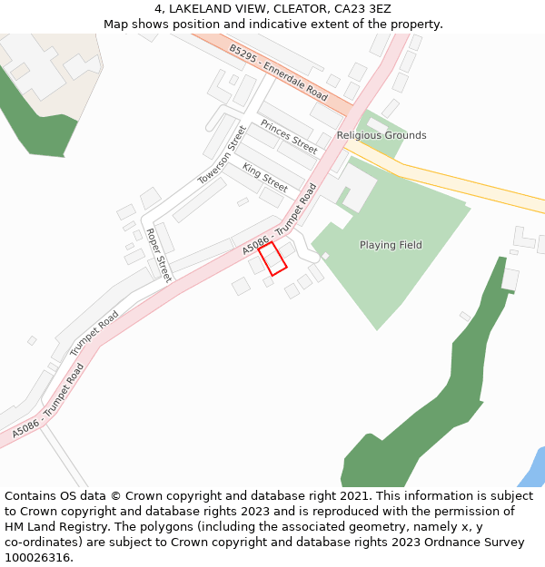 4, LAKELAND VIEW, CLEATOR, CA23 3EZ: Location map and indicative extent of plot