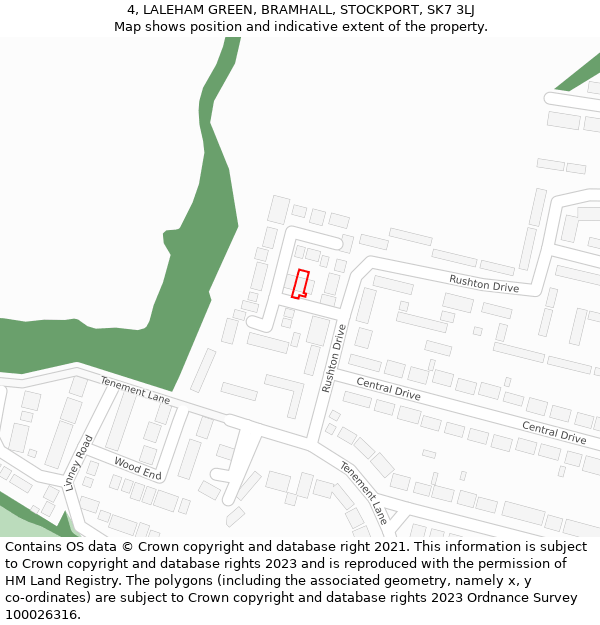 4, LALEHAM GREEN, BRAMHALL, STOCKPORT, SK7 3LJ: Location map and indicative extent of plot