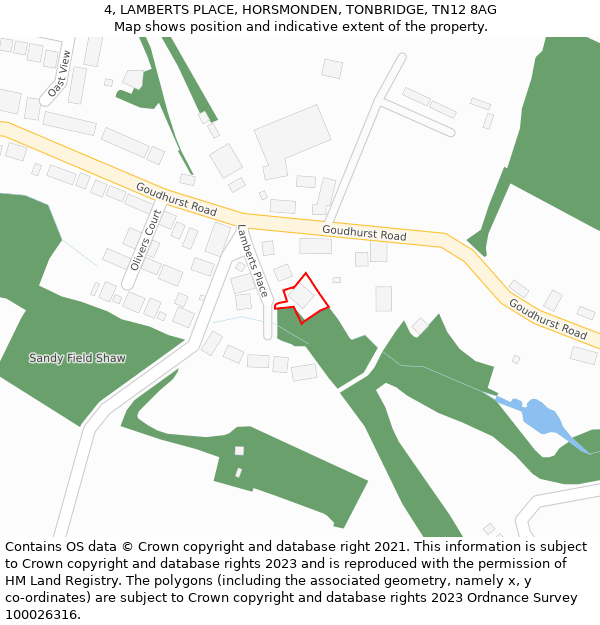 4, LAMBERTS PLACE, HORSMONDEN, TONBRIDGE, TN12 8AG: Location map and indicative extent of plot