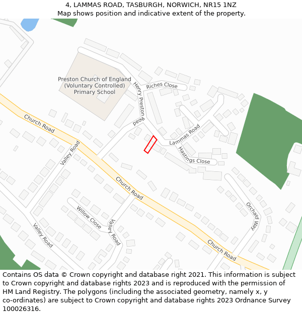 4, LAMMAS ROAD, TASBURGH, NORWICH, NR15 1NZ: Location map and indicative extent of plot