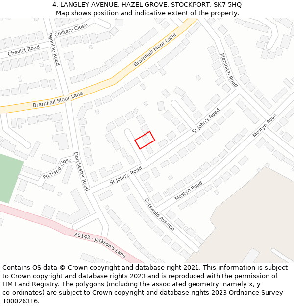 4, LANGLEY AVENUE, HAZEL GROVE, STOCKPORT, SK7 5HQ: Location map and indicative extent of plot
