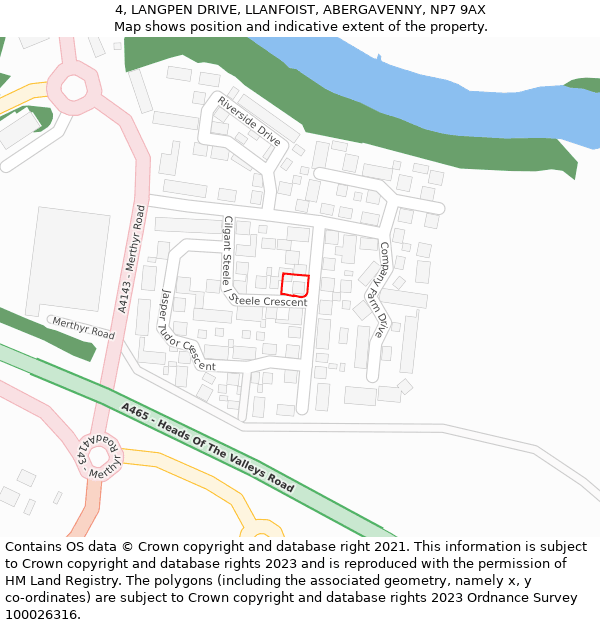 4, LANGPEN DRIVE, LLANFOIST, ABERGAVENNY, NP7 9AX: Location map and indicative extent of plot