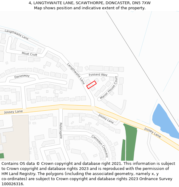4, LANGTHWAITE LANE, SCAWTHORPE, DONCASTER, DN5 7XW: Location map and indicative extent of plot