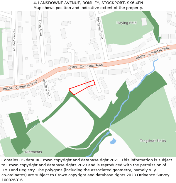4, LANSDOWNE AVENUE, ROMILEY, STOCKPORT, SK6 4EN: Location map and indicative extent of plot