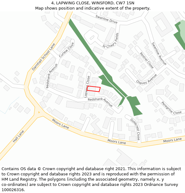 4, LAPWING CLOSE, WINSFORD, CW7 1SN: Location map and indicative extent of plot