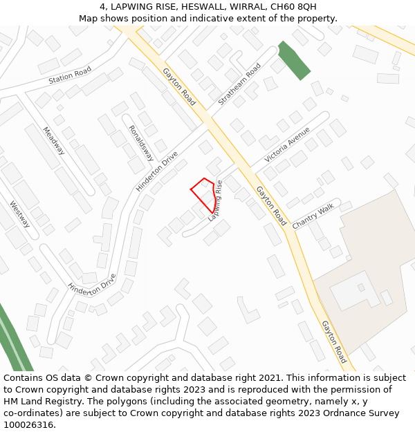 4, LAPWING RISE, HESWALL, WIRRAL, CH60 8QH: Location map and indicative extent of plot