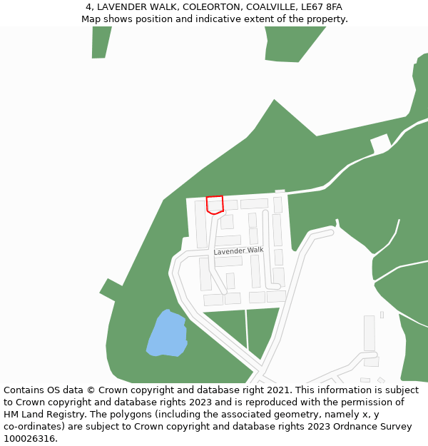 4, LAVENDER WALK, COLEORTON, COALVILLE, LE67 8FA: Location map and indicative extent of plot