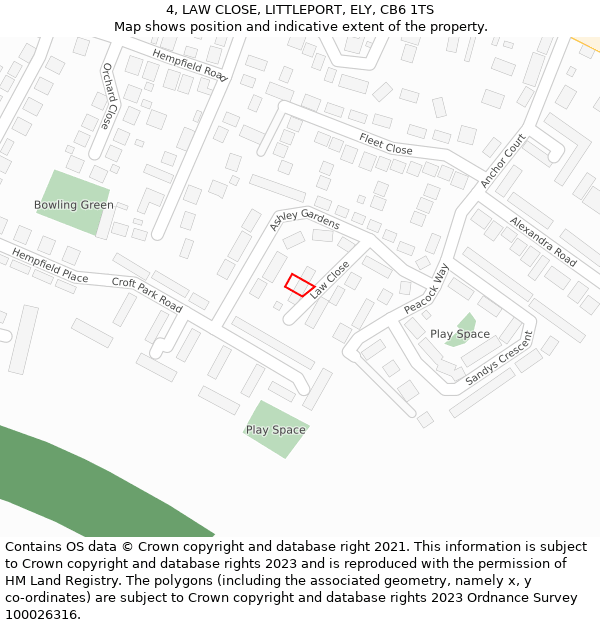 4, LAW CLOSE, LITTLEPORT, ELY, CB6 1TS: Location map and indicative extent of plot