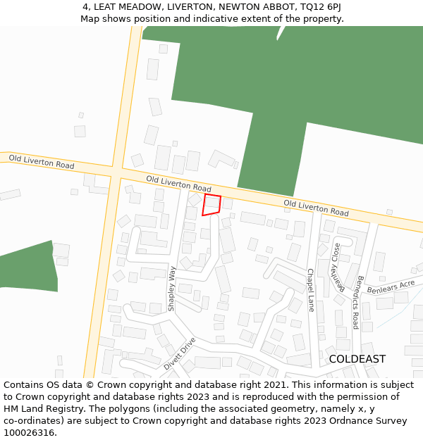 4, LEAT MEADOW, LIVERTON, NEWTON ABBOT, TQ12 6PJ: Location map and indicative extent of plot