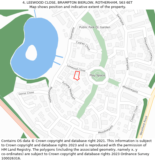 4, LEEWOOD CLOSE, BRAMPTON BIERLOW, ROTHERHAM, S63 6ET: Location map and indicative extent of plot