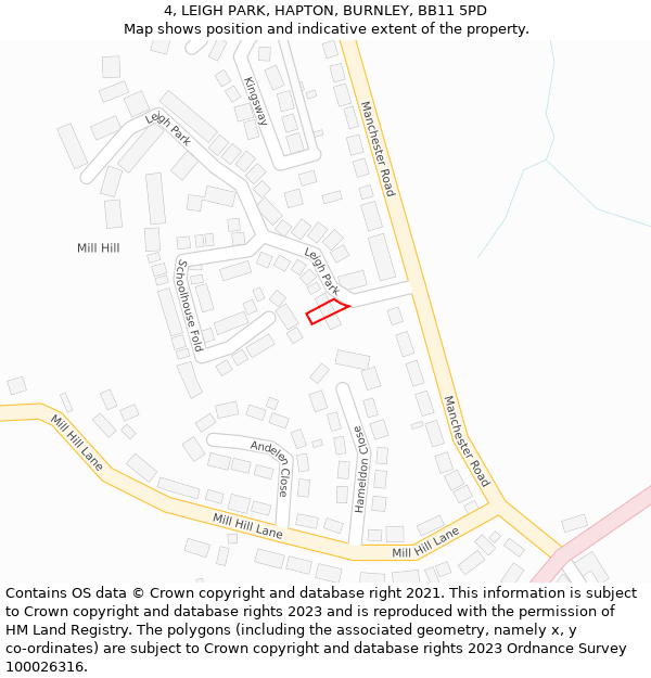 4, LEIGH PARK, HAPTON, BURNLEY, BB11 5PD: Location map and indicative extent of plot