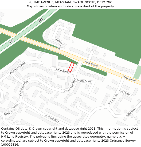 4, LIME AVENUE, MEASHAM, SWADLINCOTE, DE12 7NG: Location map and indicative extent of plot